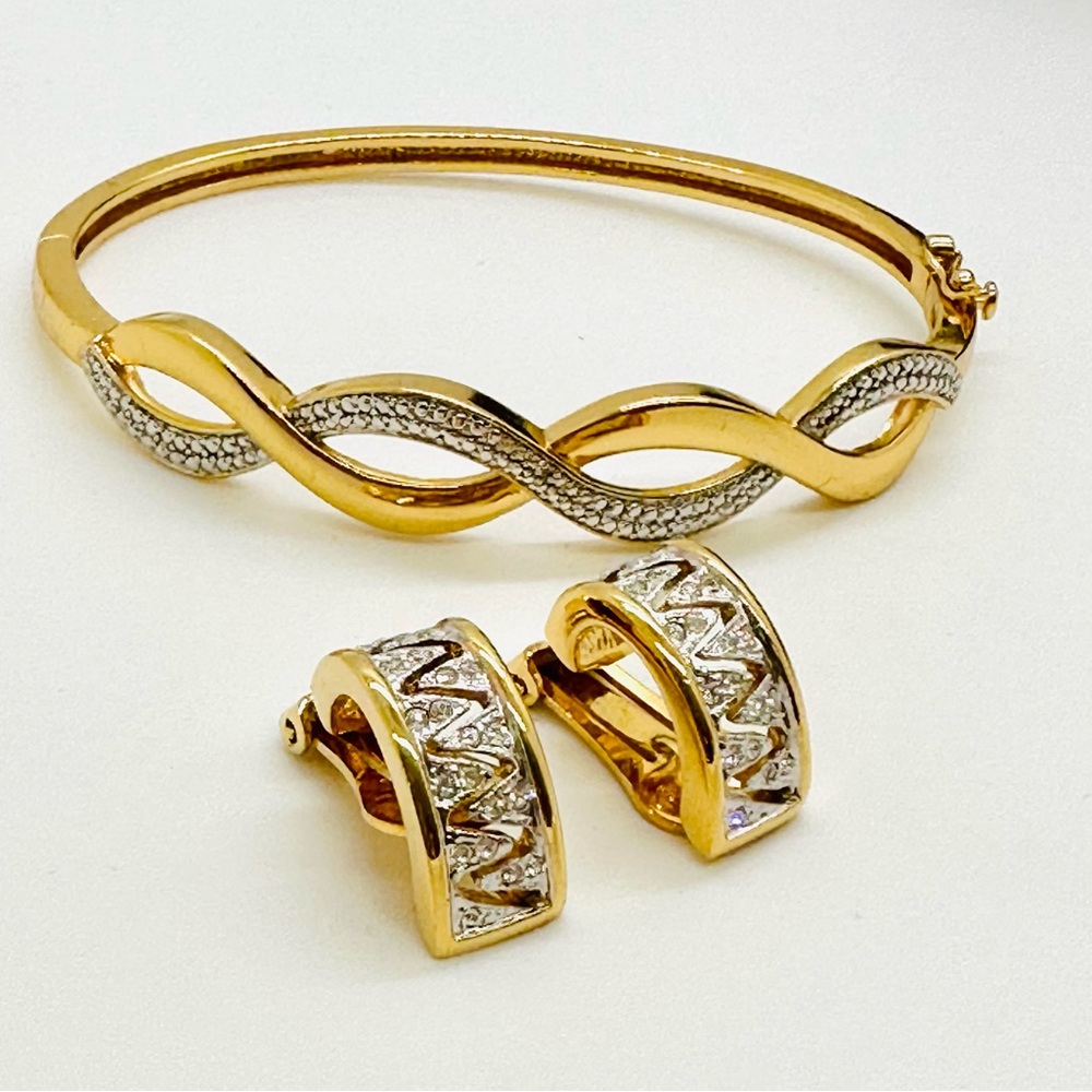 Vintage Rhinestone Earrings & Bracelet